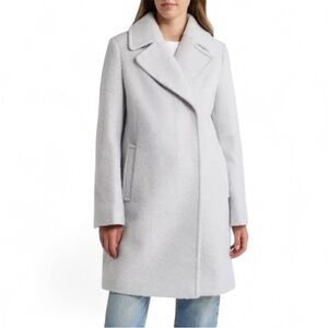 Sam Edelman Bouclé Swing Coat Silver Grey NWT